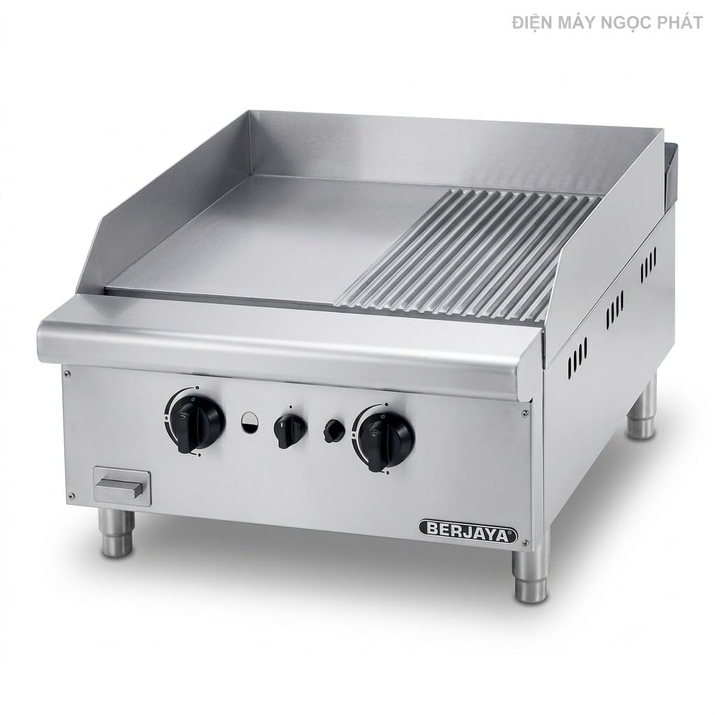 Bếp chiên nửa phẳng nửa nhám dùng gas BERJAYA GG2B12R