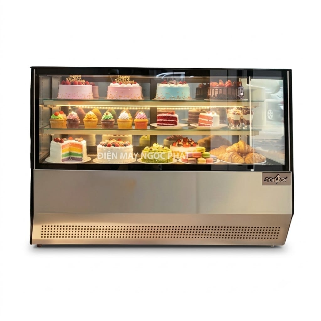 Tủ bánh kem để bàn Snow Queen 1m2 kính vuông